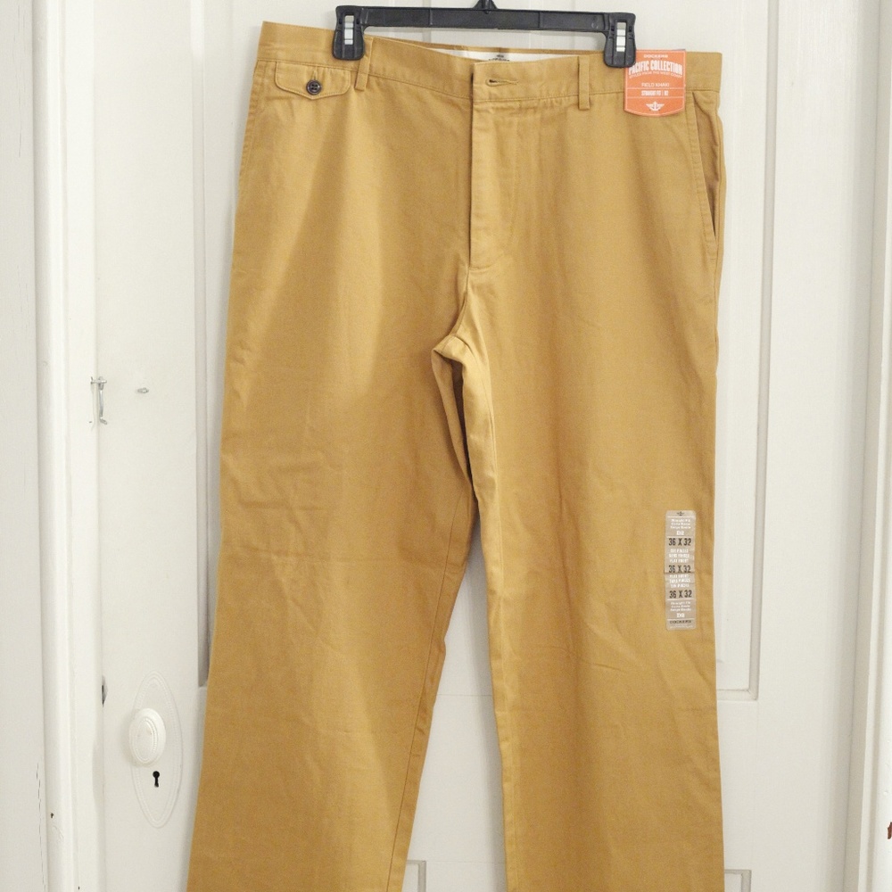 Men's Yellow Dockers Field Khaki Pants W36 L32 NWT